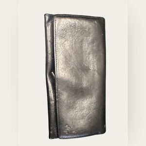 Monsac Black Leather Trifold Wallet